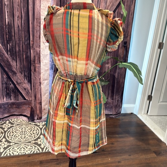 Multicolor Ruffled Plaid tunic - Picture 3 of 4